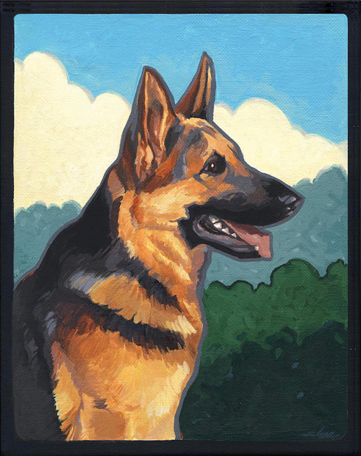 painting german shepherd dog