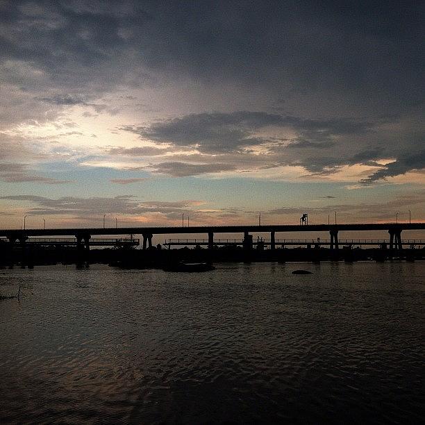 Nature Photograph - #noedits #bridge #sky #clouds #sunset by Monti The Lone Wanderer