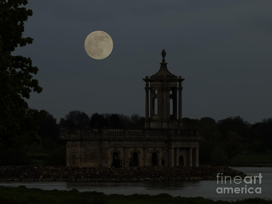 Church Photograph - Normanton church moonlight by Steev Stamford