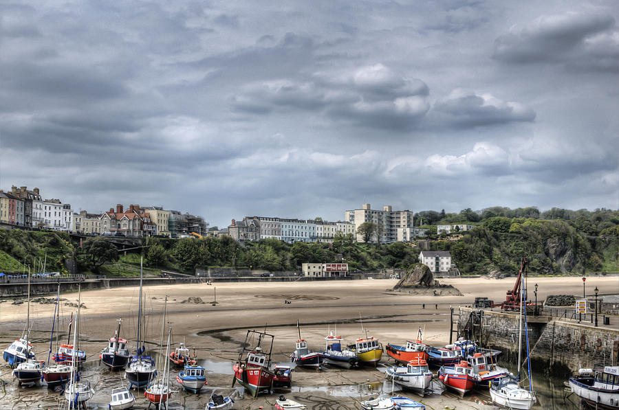Boat Photograph - North Beach from Tenby Harbour by Steve Purnell
