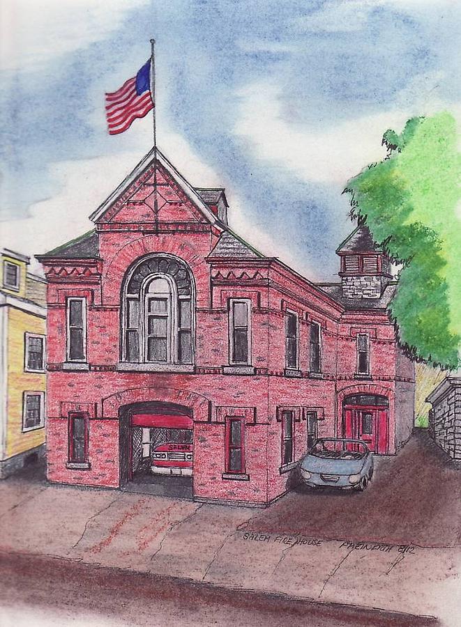 North Street Fire Station Drawing by Paul Meinerth