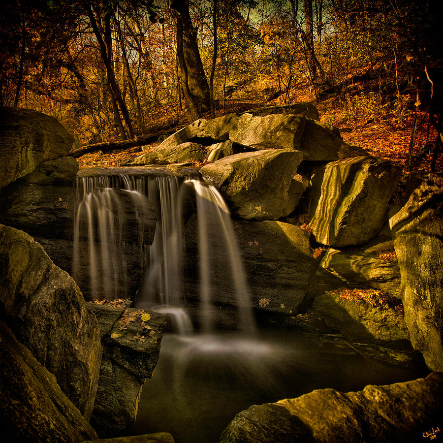 North Woods Waterfall Central Park Photograph by Chris Lord