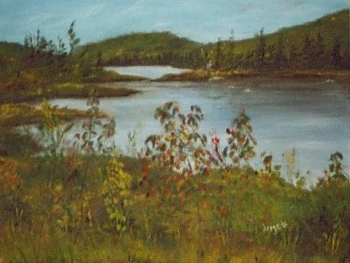 Scenery Painting - Northern lake by Joyce Reid