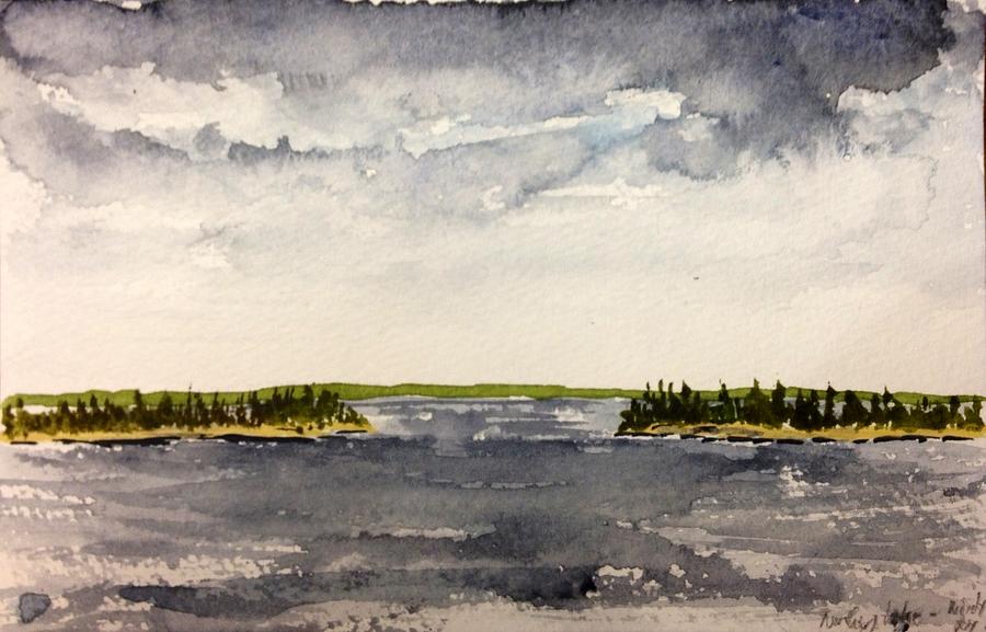 Northern Lake Watercolour Painting by Desmond Raymond