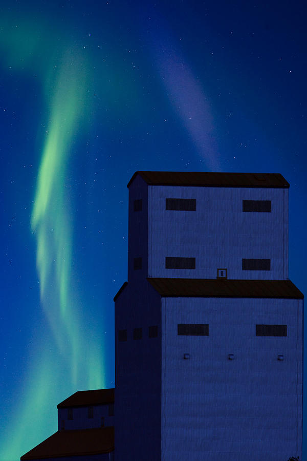 Northern Lights and Grain Elevator 2 Digital Art by Mark Duffy