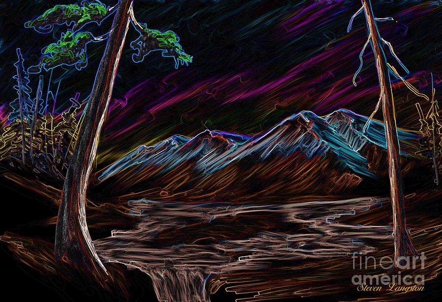 Tree Painting - Northern Lights by Steven Lebron Langston