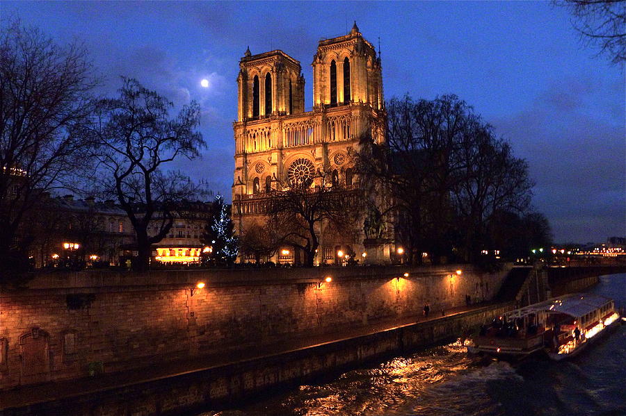 Notre Dame by Full Moon Photograph by Amelia Racca