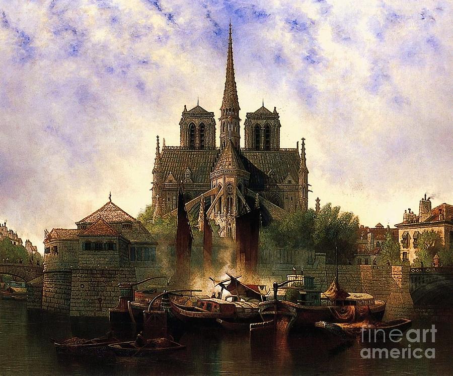 Notre Dame Cathedral Paris Painting by Pg Reproductions