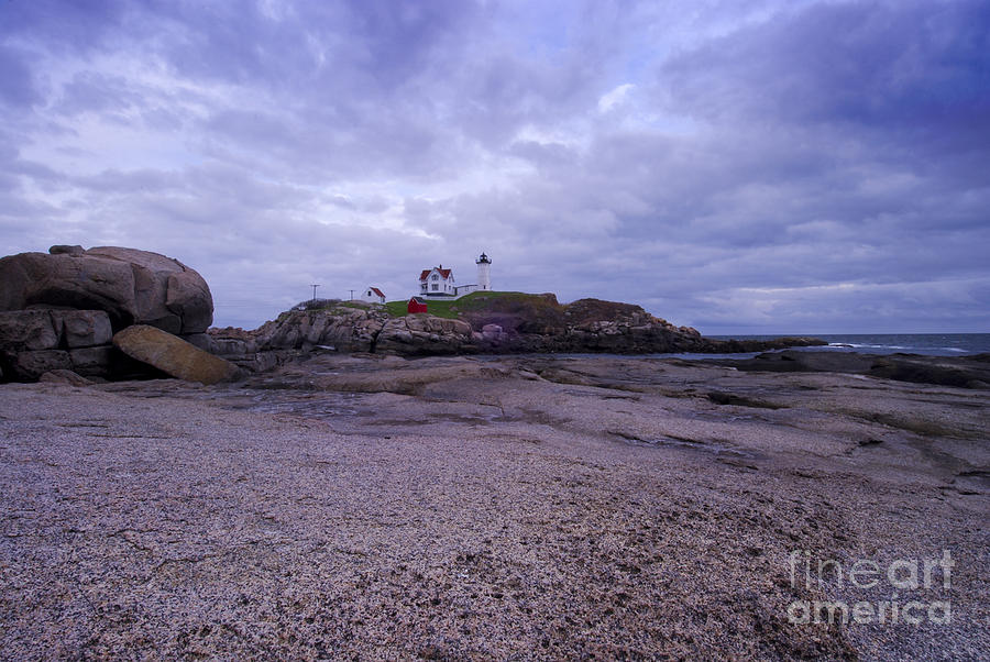 Nature Photograph - Nubble Lighthouse at Dusk Maine USA by Sabine Jacobs