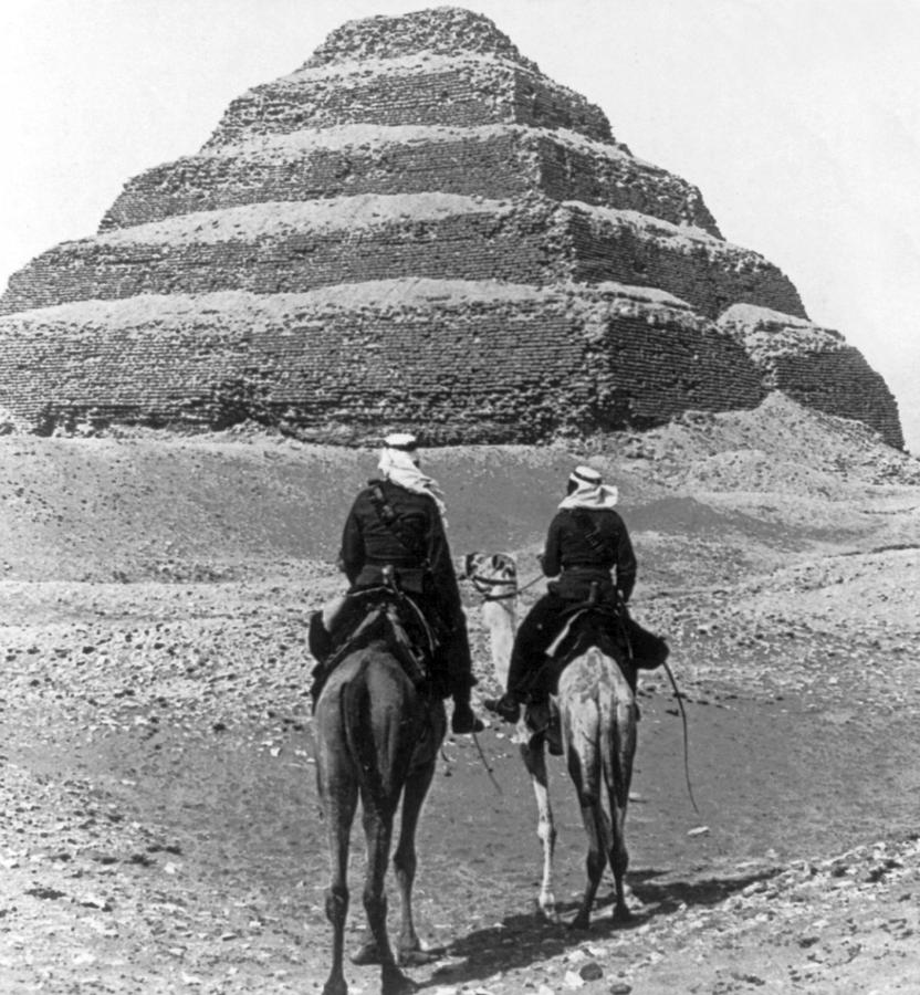 Nubian Soldiers Passing the Step Pyramid - Egypt - c 1896 Photograph by International  Images