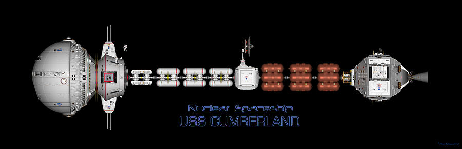 Nuclear Spaceship USS CUMBERLAND Digital Art by David Robinson