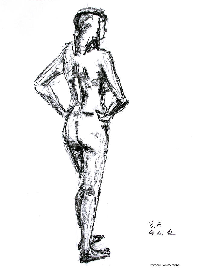 Nude 09-10-12-2 Drawing by Barbara Pommerenke