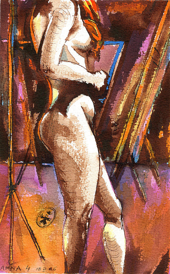 Nude Painting - Nude Anna Side View by ITI Ion Vincent Danu
