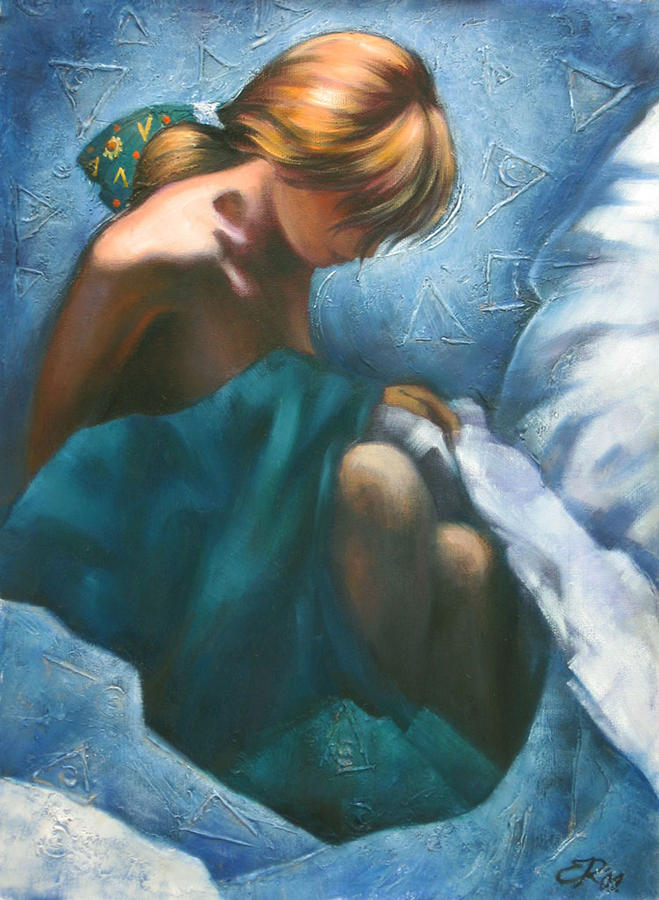 Nude Painting - Nude blue by Ema Radovanovic