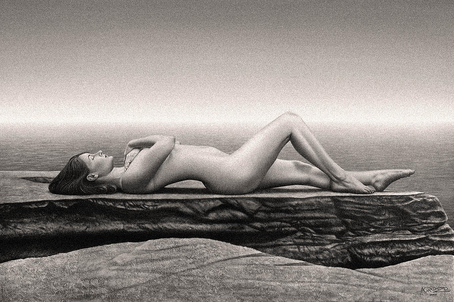 Nude Painting - Nude female on beach by Sumit Mehndiratta