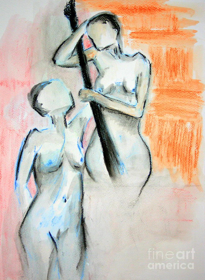 Nude in watercolor 2 Painting by Julie Lueders 