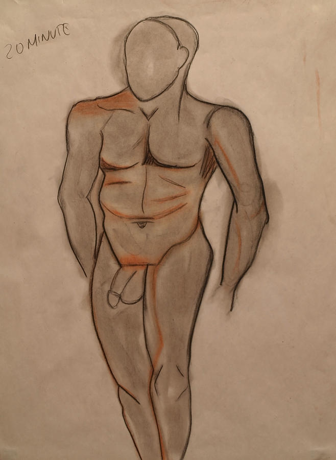 Nude Male Drawing Drawing by Teri Schuster