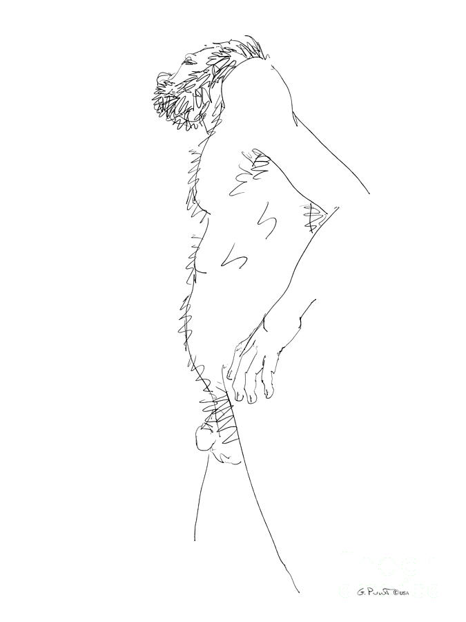 Nude Male Drawings 6 Drawing by Gordon Punt