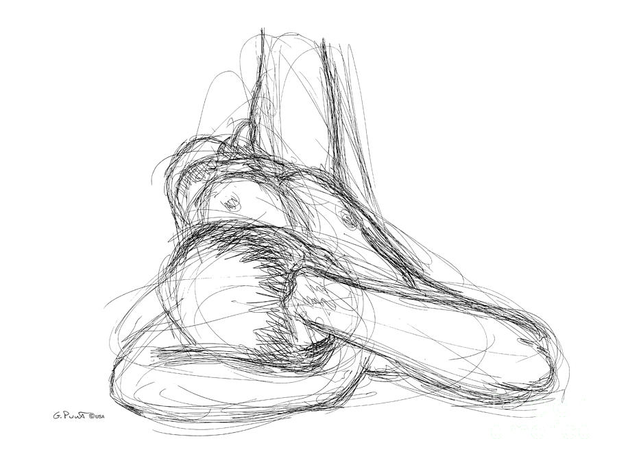 Nude Male Sketches 3 Drawing by Gordon Punt