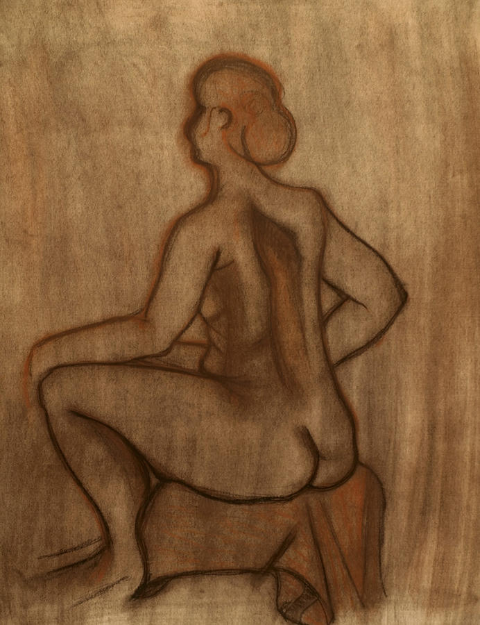 Nude Model Drawing Drawing by Teri Schuster