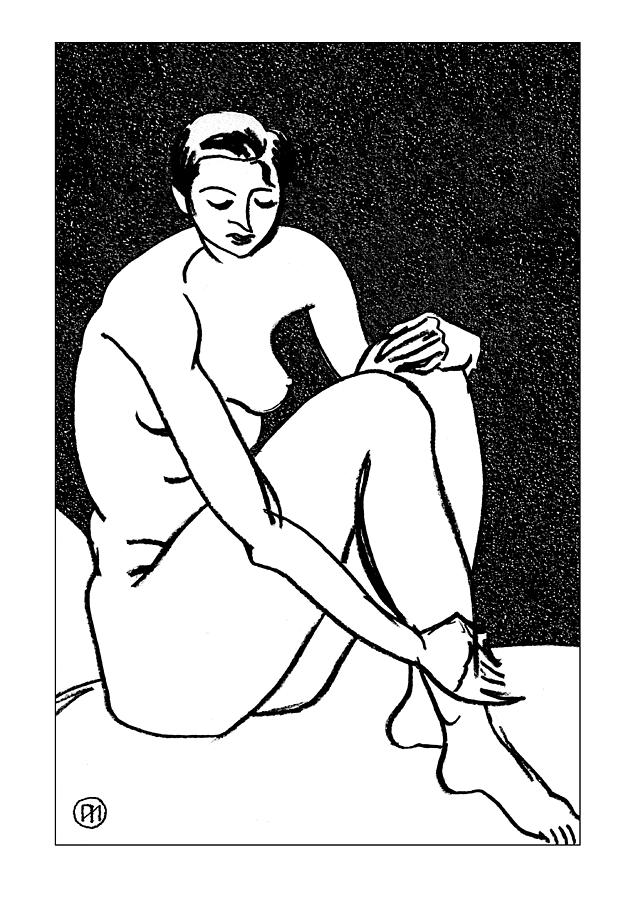 Nude Drawing - Nude Sketch 27 by Leonid Petrushin