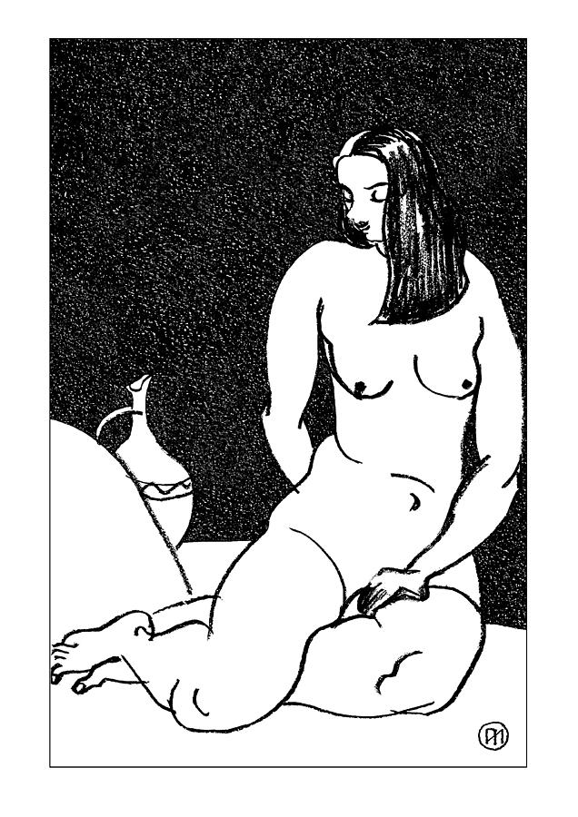 Nude Drawing - Nude Sketch 38 by Leonid Petrushin