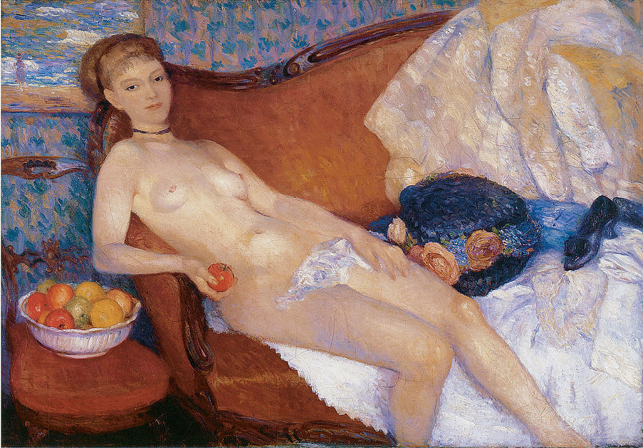 Apple Painting - Nude with Apple by William Glackens