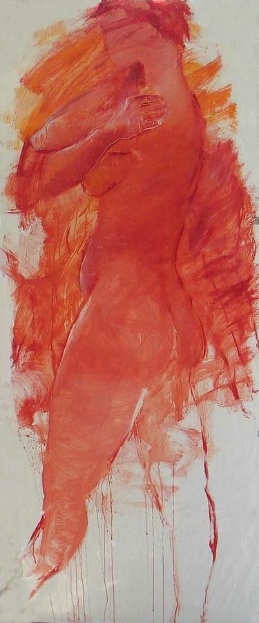 Nude With Arms on Shoulders Painting by Elizabeth Parashis