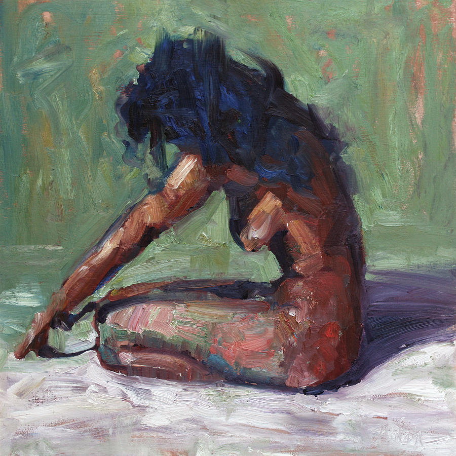 Nude Painting - Nude with Green by Leslie Rock