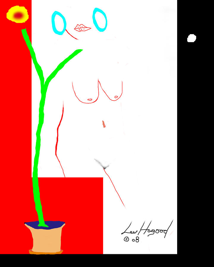 Nude with Turquoise Hoops Digital Art by Lew Hagood