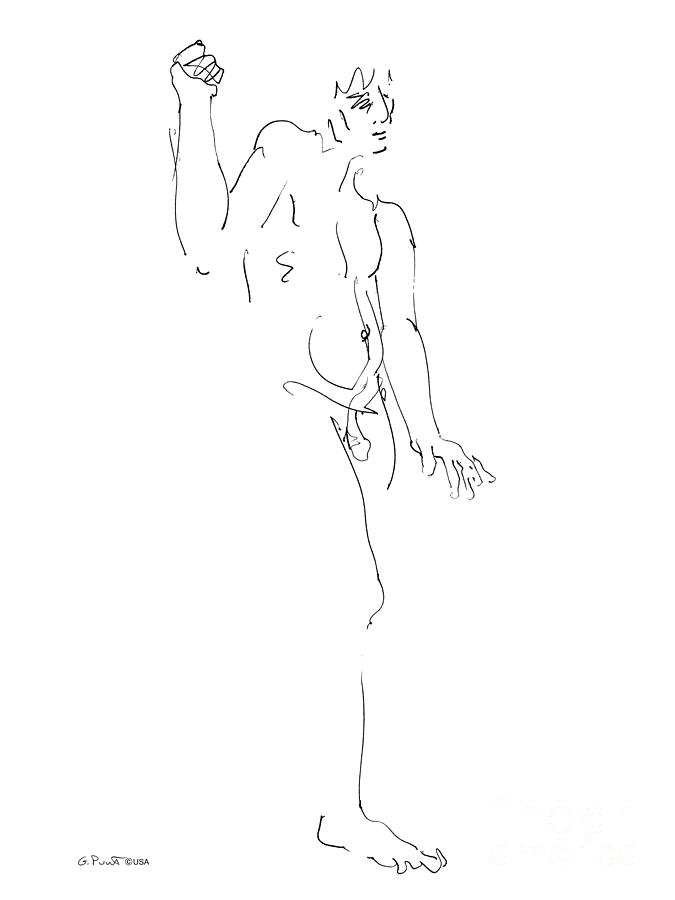 Nude_Male_Drawing_26 Drawing by Gordon Punt