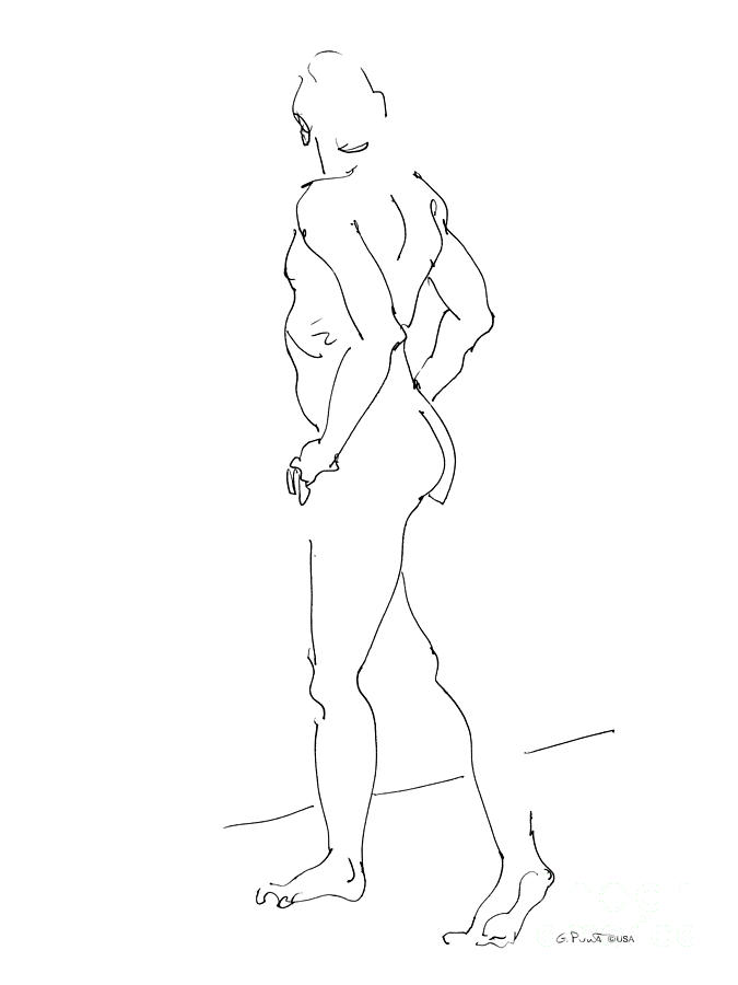 Nude_Male_Drawing_28 Drawing by Gordon Punt