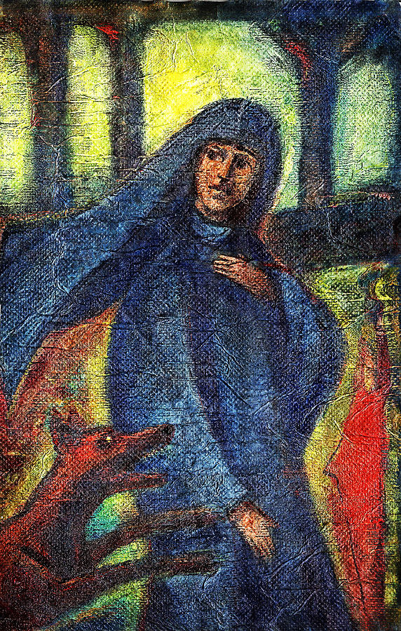 Nun with dog Painting by Nato  Gomes