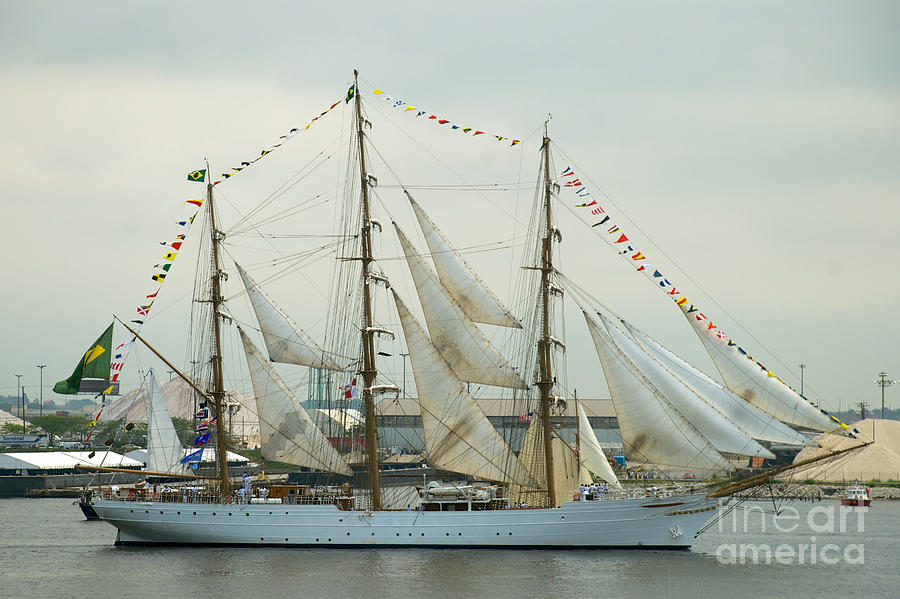 NVe Cisne Branco passing by Fort McHenry Photograph by Mark Dodd