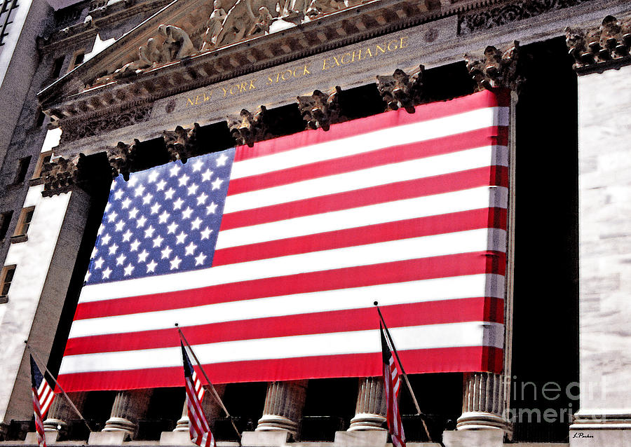 Architecture Photograph - NY Stock Exchange-Flag Pillars by Linda Parker