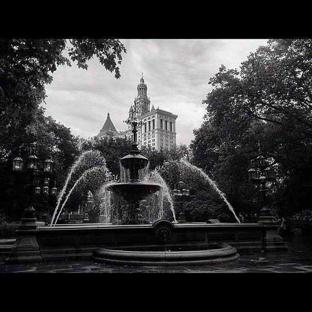 Nyc Fountain Bw Photograph by Nick Valenzuela