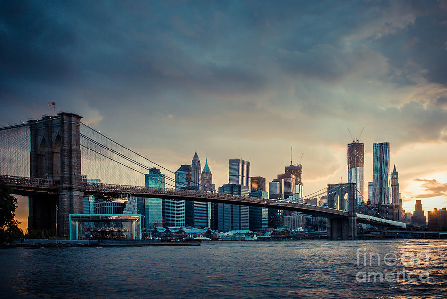 NYC skyline in the sunset v1 Photograph by Hannes Cmarits