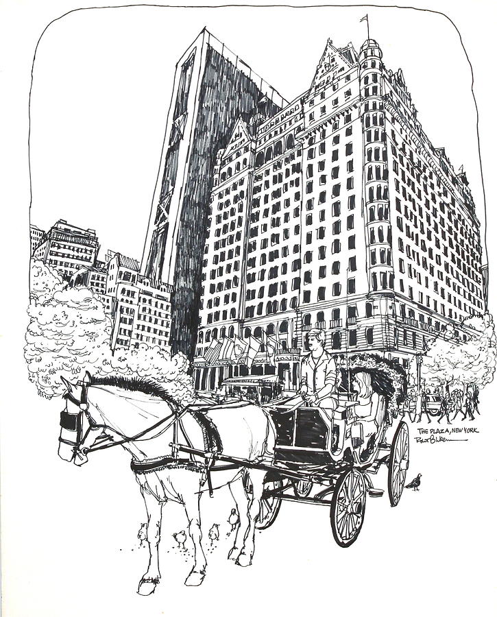 NYC The Plaza Hotel Drawing by Robert Birkenes