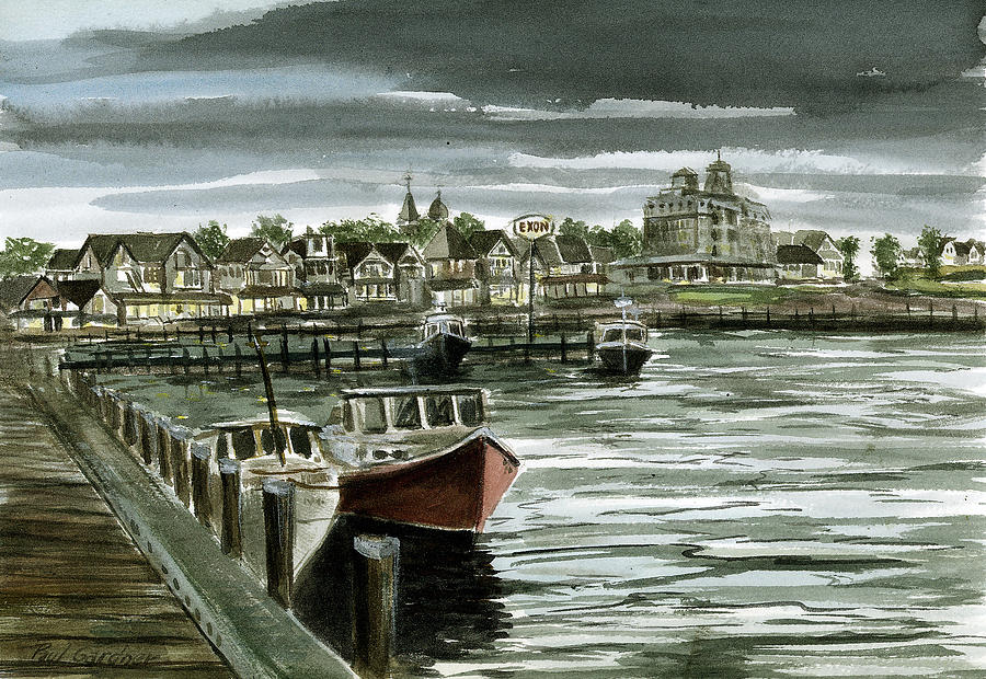 Oak Bluffs Harbor evening Painting by Paul Gardner