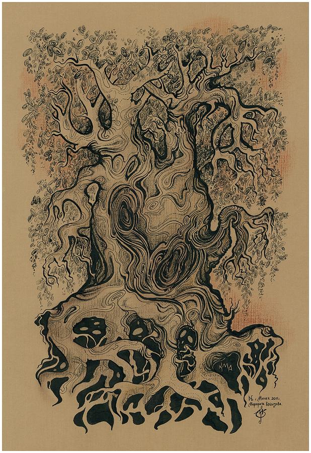 Nature Drawing - Oak by Margarita Kobyzova