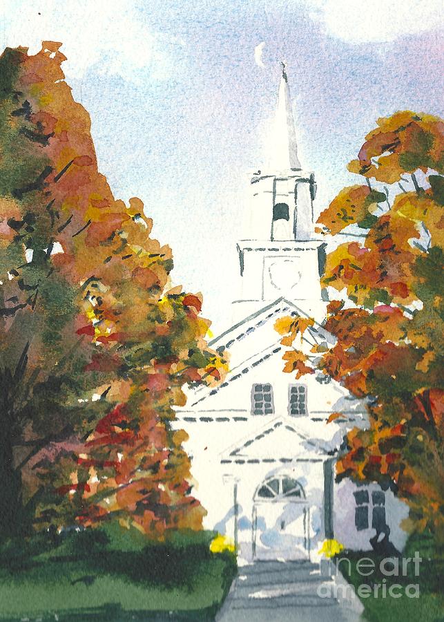 Oakdale United Methodist Church Painting by Lynn Babineau