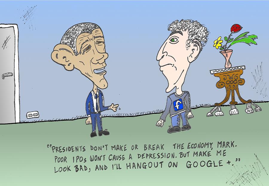Barack Obama Mixed Media - Obama and Zuckerberg discuss political networking by OptionsClick BlogArt