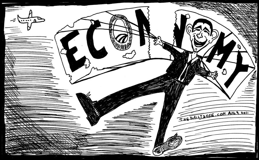 Aa Drawing - Obama Economy Parachute in Tatters by Yasha Harari