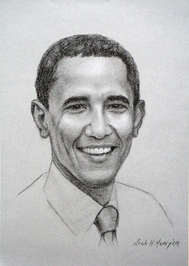 Obama Drawing - Obama by Leah Hopkins Henry