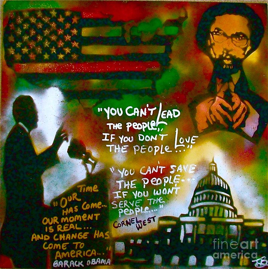 Barack Obama Painting - Obama vs. Cornel by Tony B Conscious