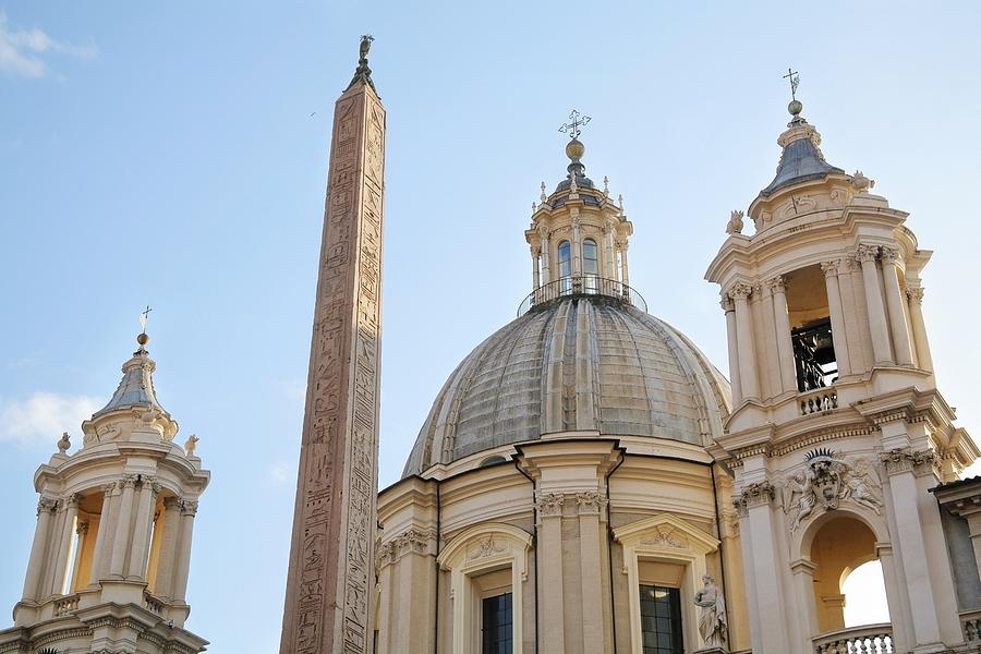 Obelisk Designed By  Gianlorenzo Bernini In Front Of A Basilica Photograph by Design Pics / Colleen Cahill