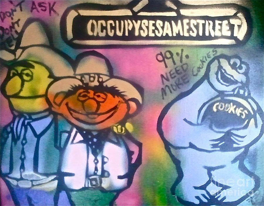 Monopoly Painting - Occupy Bert Ernie and Cookie by Tony B Conscious