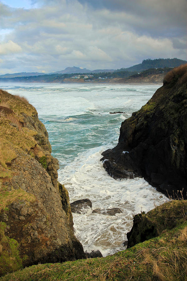 Waves Crashing At Ocean Cliffs Photograph by Athena Mckinzie