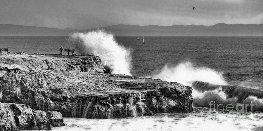 Ocean Roars BW Photograph by Chuck Kuhn