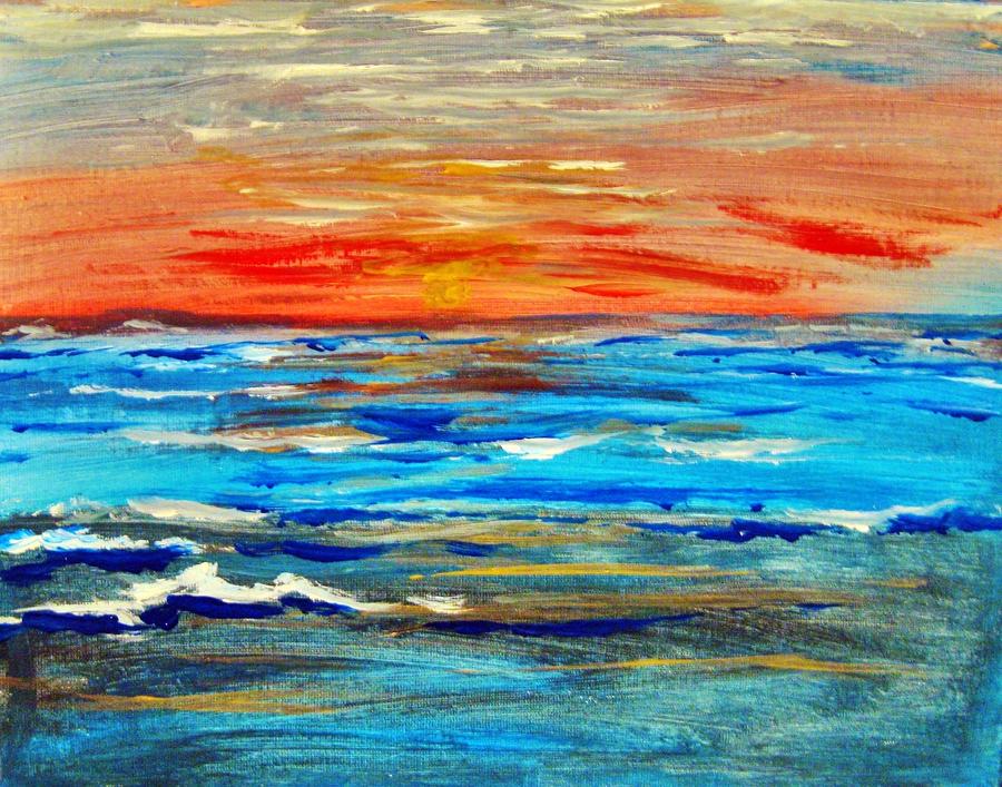 Ocean sunset Painting by Amanda Dinan